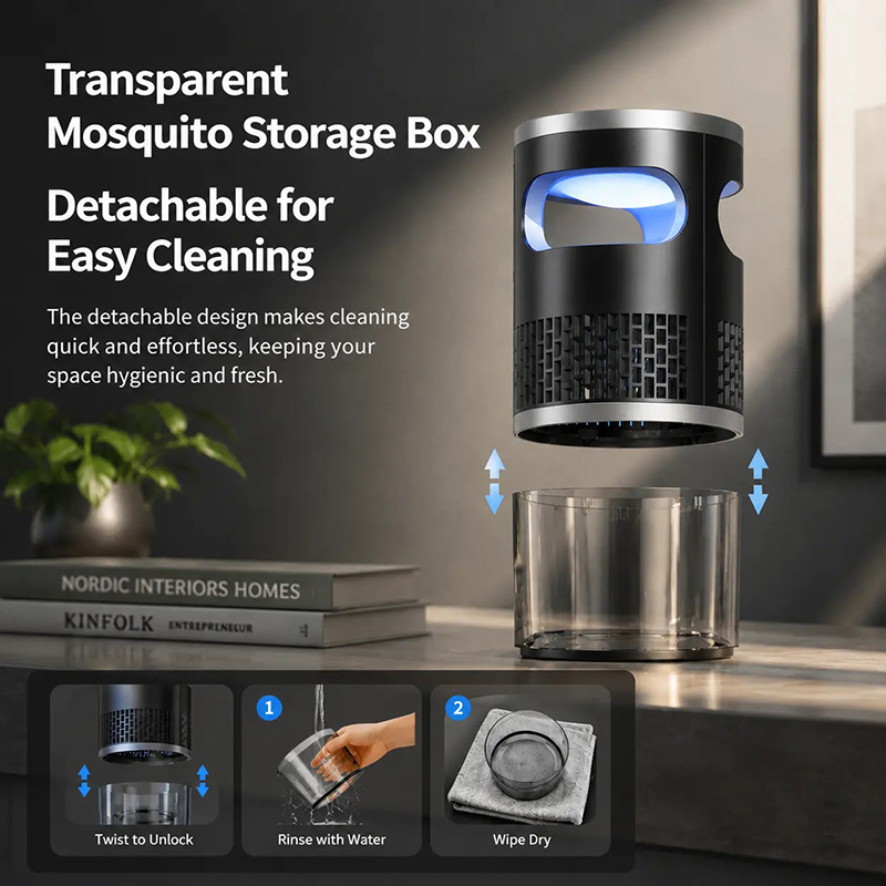 Indoor Insect Trap with Light and Suction Non Zapper Flying Bug Catcher