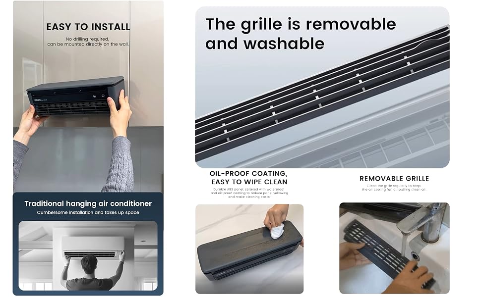 No‑Drill Wall AC Unit Fan