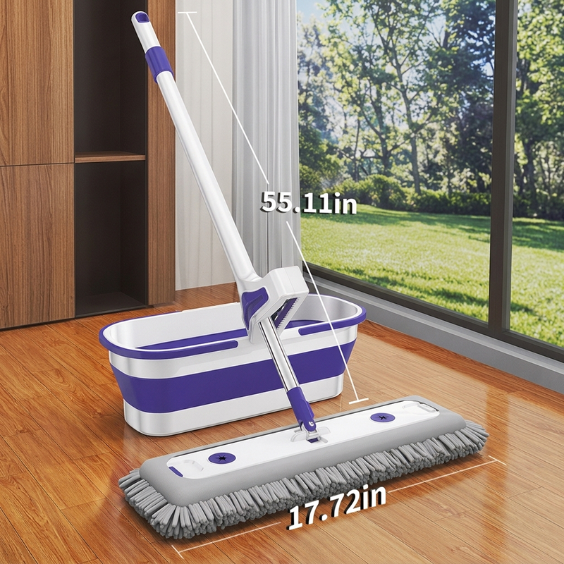 17" Reusable Chenille Mop For Home Use - Suitable For Floor And Wall Cleaning