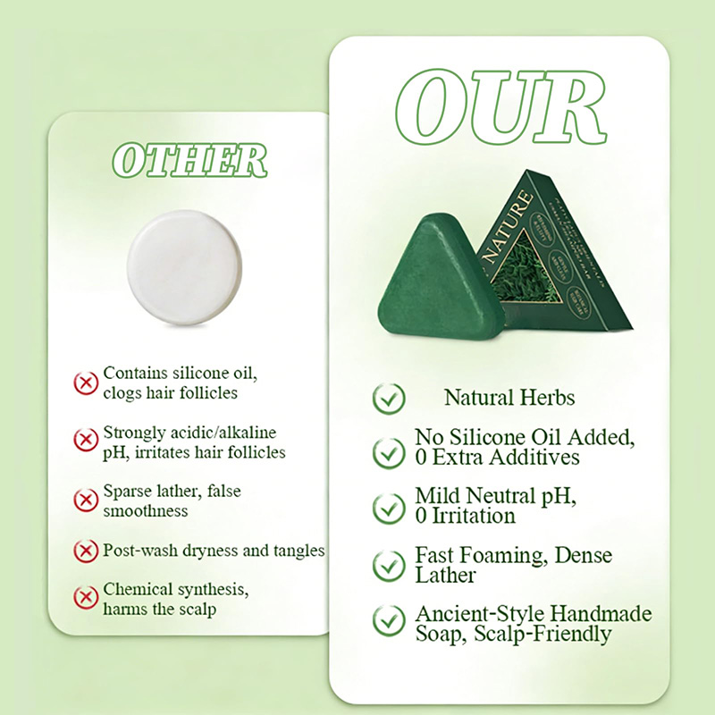 Natural Plant Based Triangle Shampoo Bar Anti Dandruff Hair Strengthening Soap