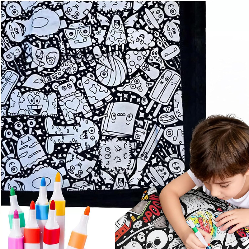 DIY Coloring Blanket Kit With 24 Markers
