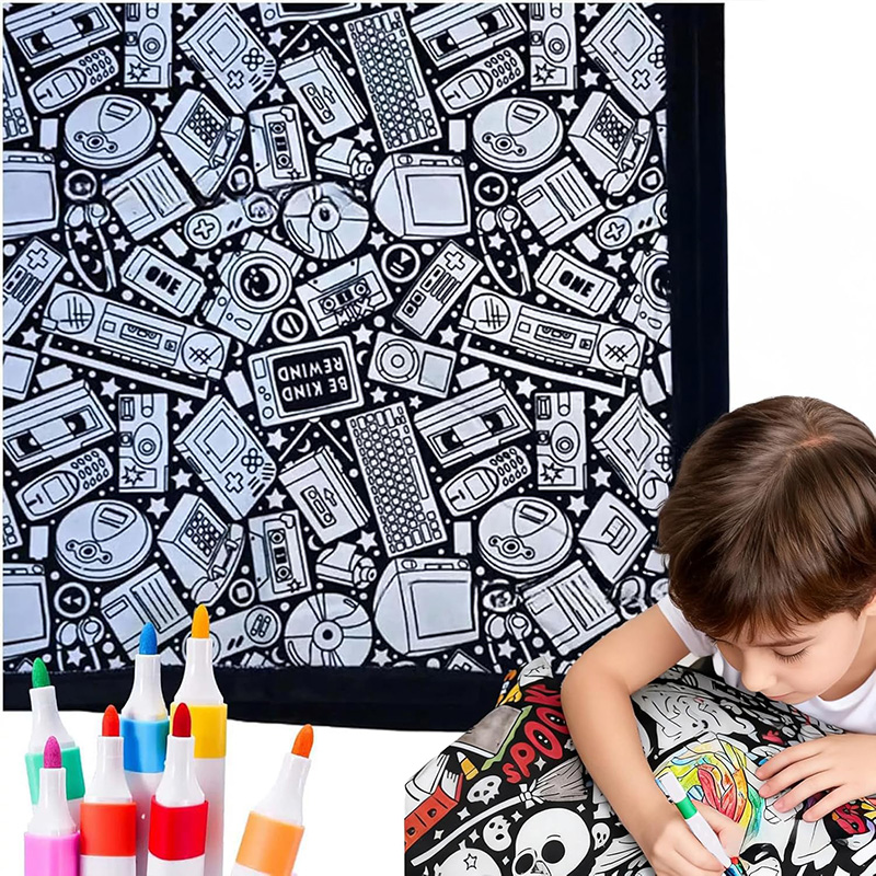 DIY Coloring Blanket Kit With 24 Markers