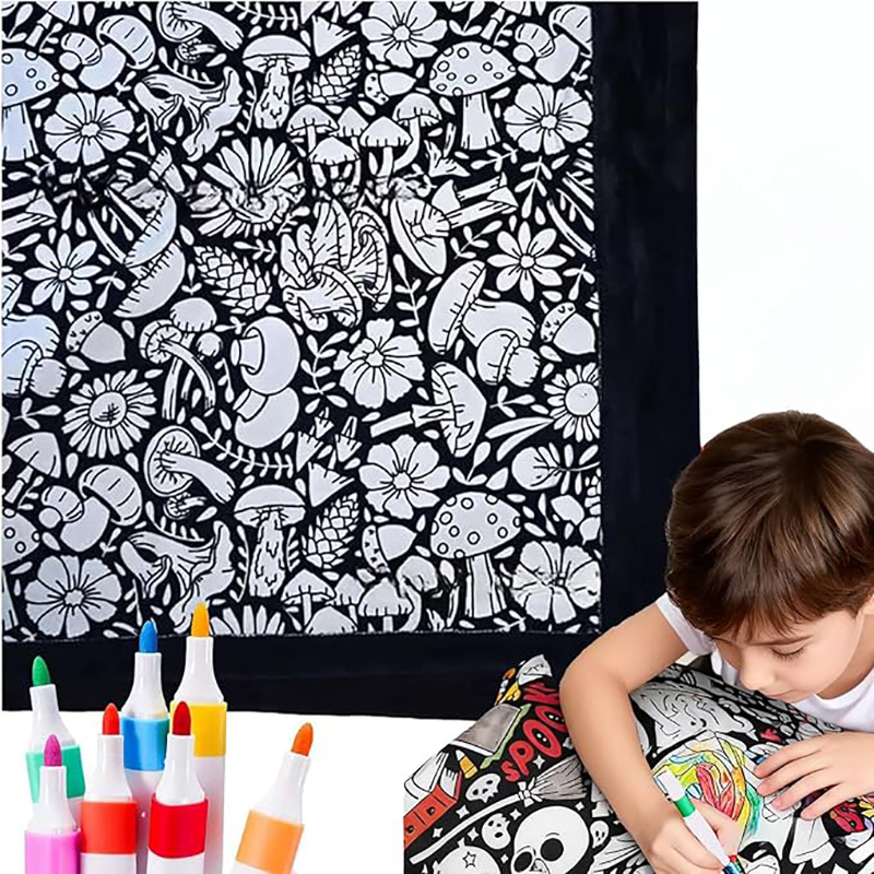 DIY Coloring Blanket Kit With 24 Markers