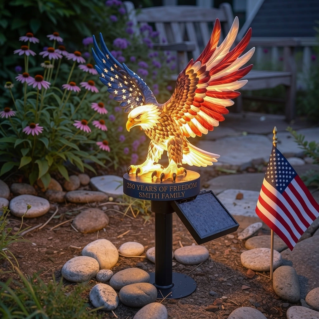 Solar Eagle Garden Light – A Glowing Tribute to American Freedom