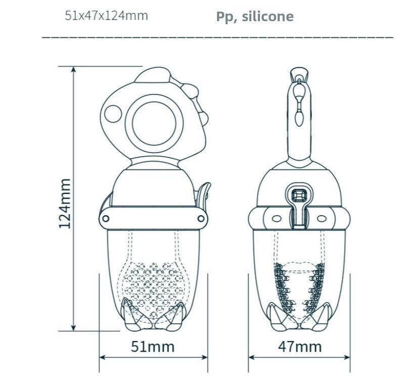 Baby Push-Feed Fruit Feeder & Teether — Dinosaur Set
