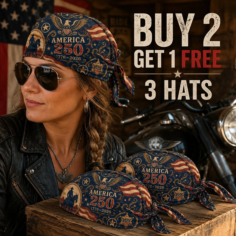 America 250 Cycling Pirate Hat / Biker Headwrap (Adjustable Tie-back Fit)