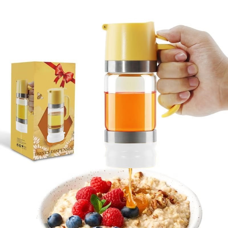 🔥 Hot Sale Discount 46% Off 🍯 Glass Honey Dispenser Kitchen Items No Drip No Mess Leak-free Design With Handle