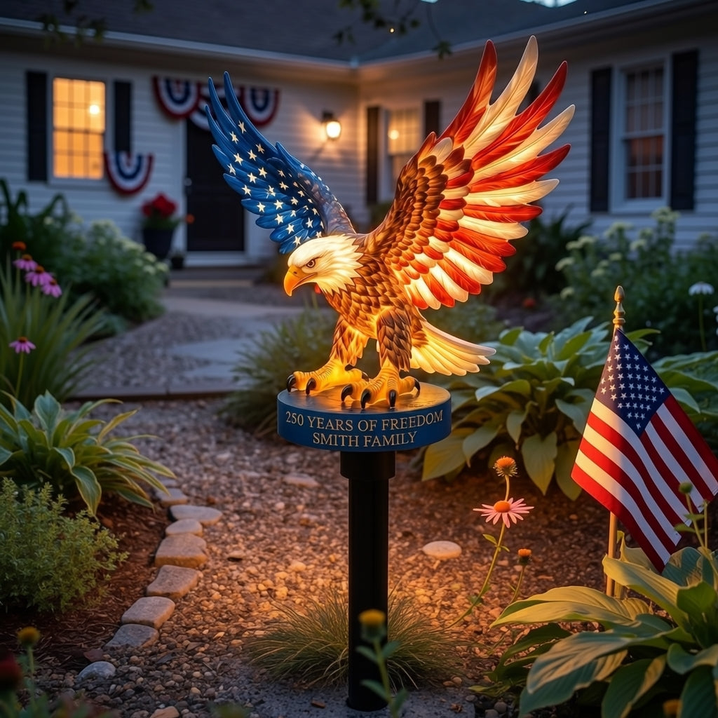 Solar Eagle Garden Light – A Glowing Tribute to American Freedom