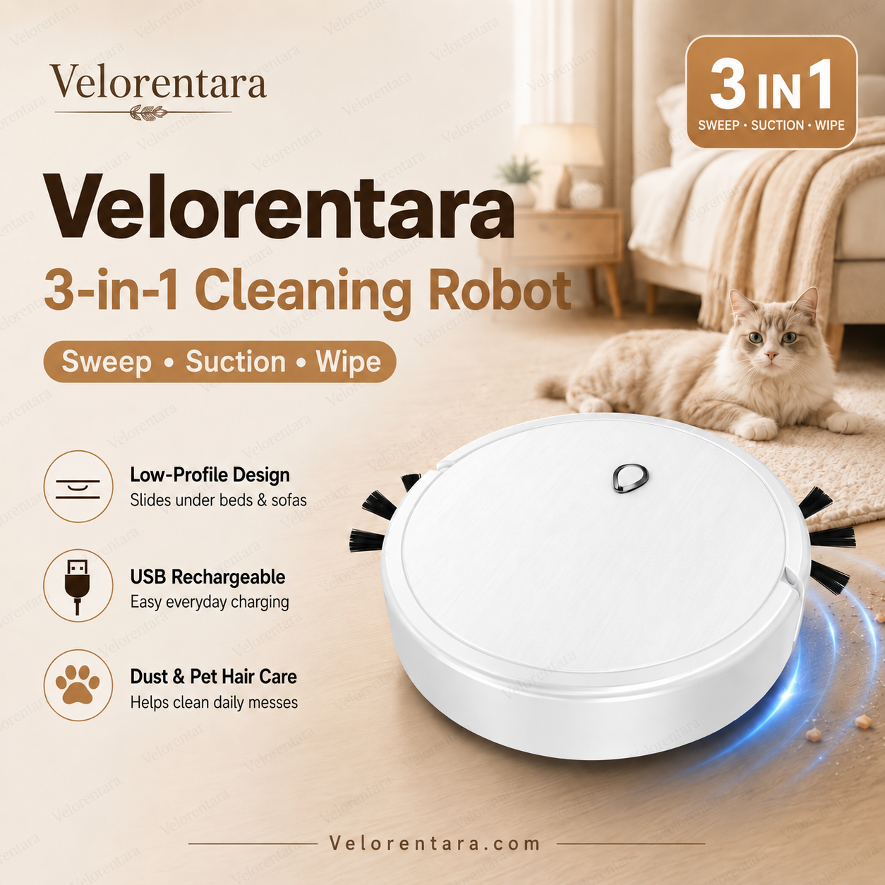 🔥 LAST DAY: 50% OFF 3-in-1 Robot Vacuum Cleaner