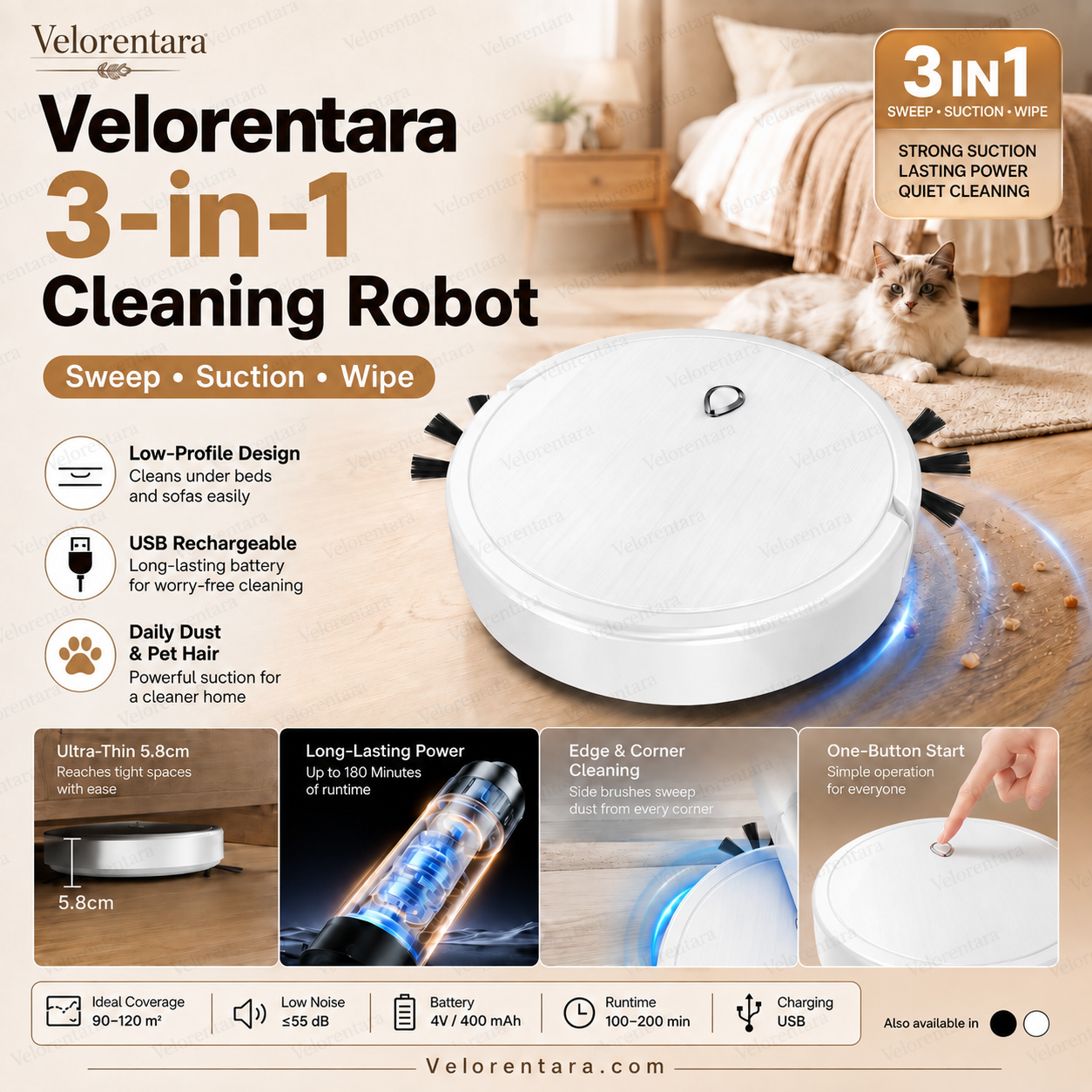 🔥 LAST DAY: 50% OFF 3-in-1 Robot Vacuum Cleaner