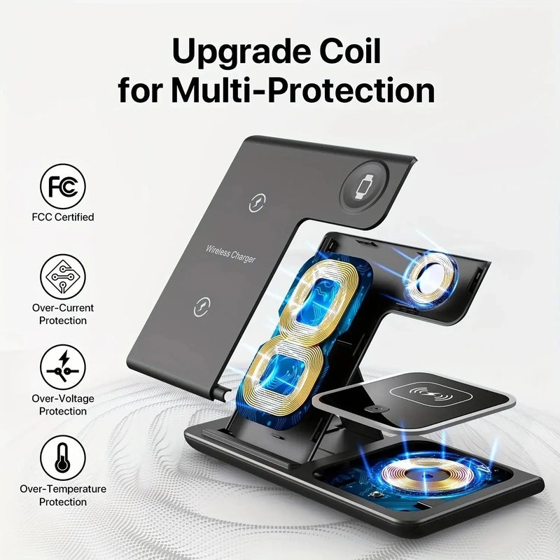 Foldable 3-in-1 Wireless Charging Station | 15W Fast Charging