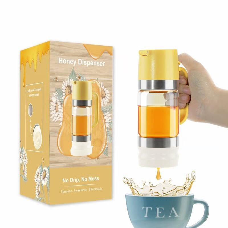 🔥 Hot Sale Discount 46% Off 🍯 Glass Honey Dispenser Kitchen Items No Drip No Mess Leak-free Design With Handle