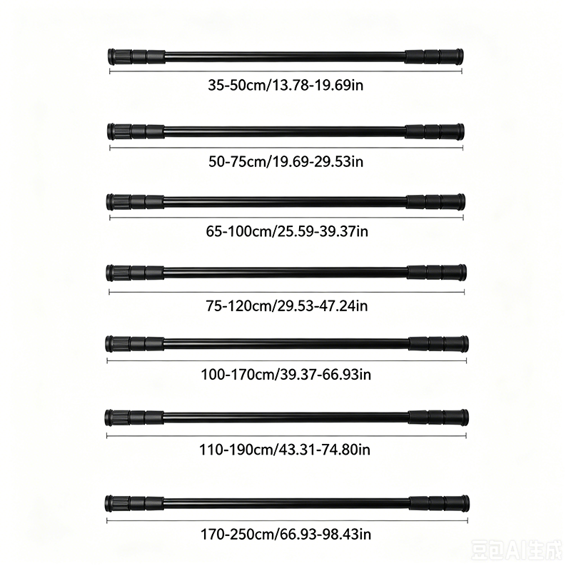 Adjustable No-drill Clothes Rail & Curtain Rod - Spring Tension Wardrobe Pipe