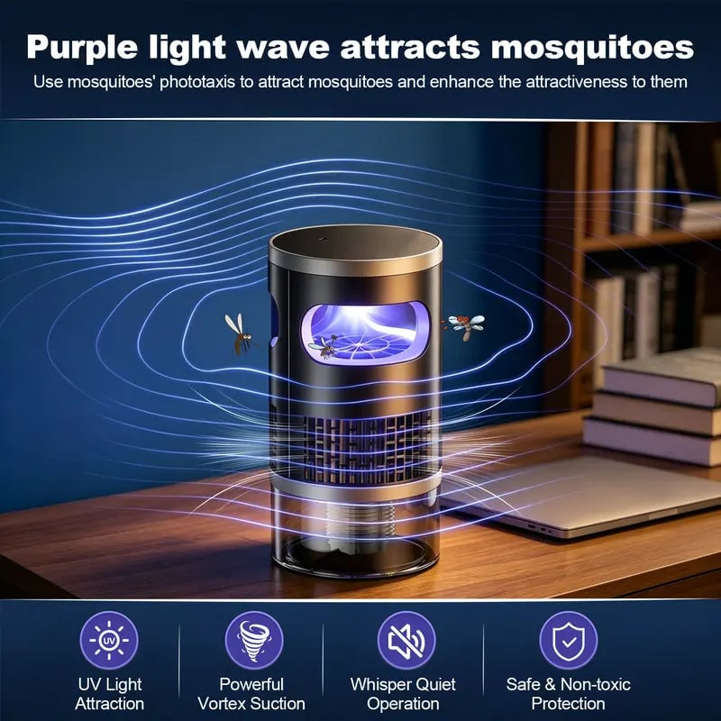 Indoor Insect Trap with Light and Suction Non Zapper Flying Bug Catcher