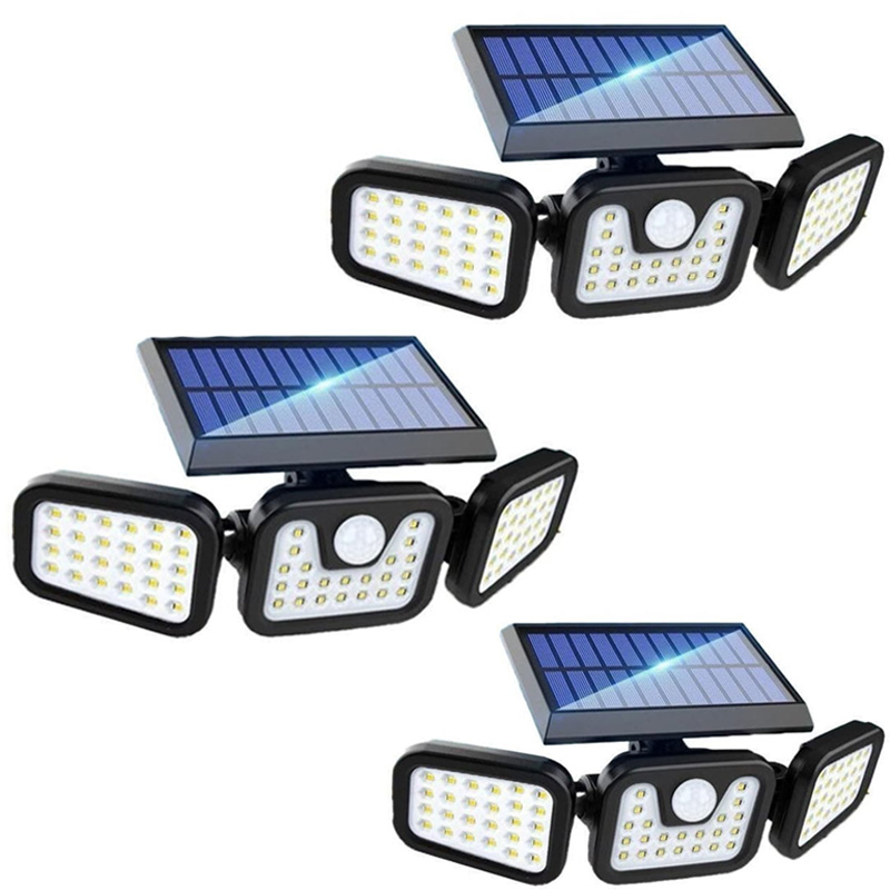 Triple Solar Light – 3-head Adjustable Solar Security Flood Light With Motion Detection