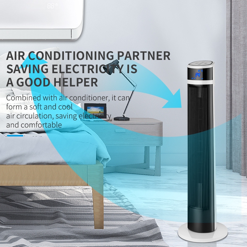 Electric Tower Fan with Remote Control, Indoor Bladeless Floor-standing Tower Fan