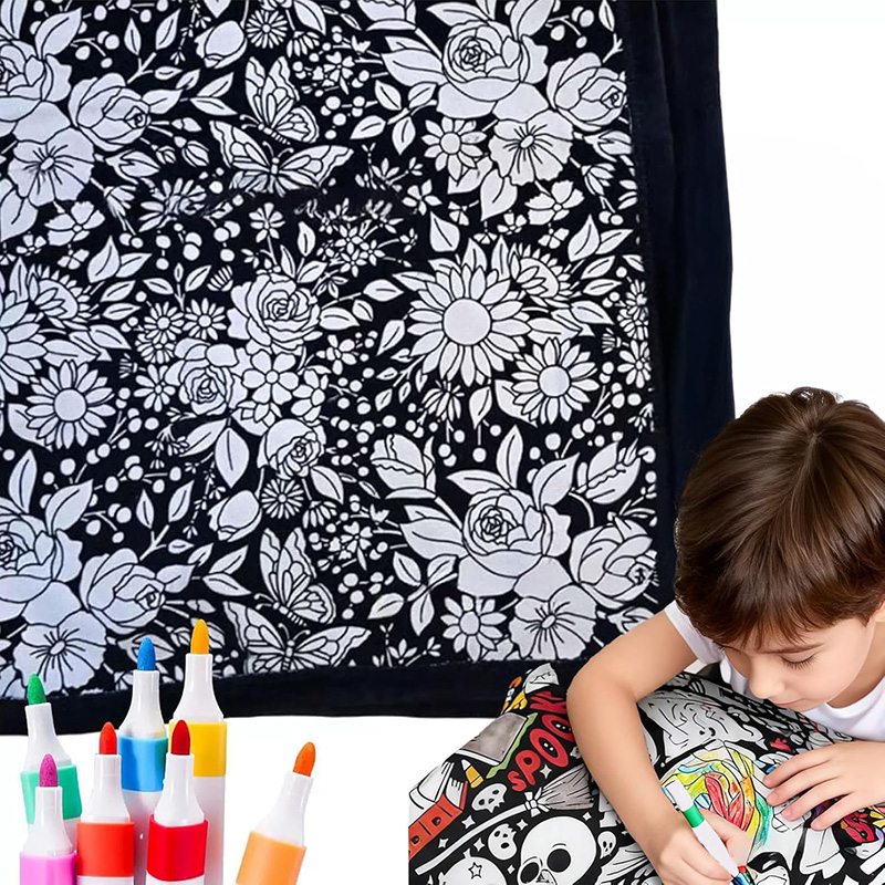 DIY Coloring Blanket Kit With 24 Markers