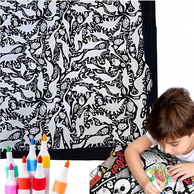 DIY Coloring Blanket Kit With 24 Markers