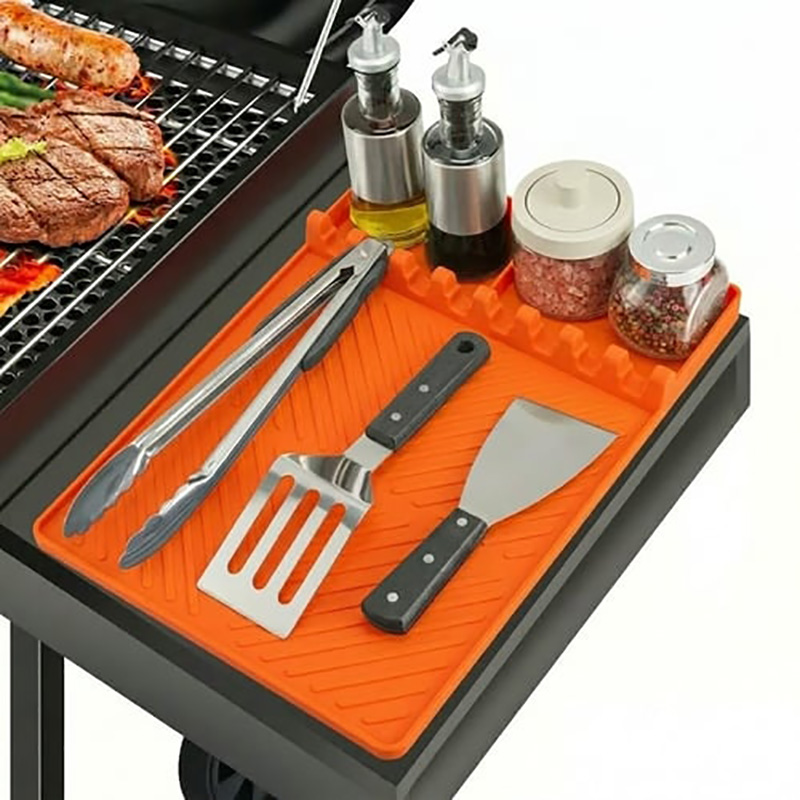 Silicone Grill Side Shelf Mat,Non-slip Heat-resistant