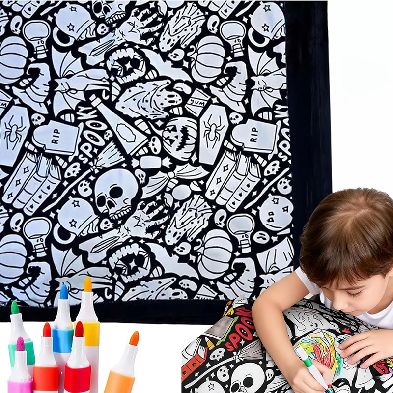 DIY Coloring Blanket Kit With 24 Markers