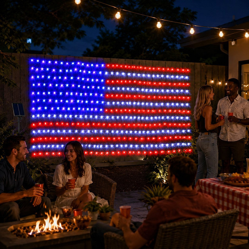 American Flag 420 Led String Lights-large Usa Flag Outdoor Lights