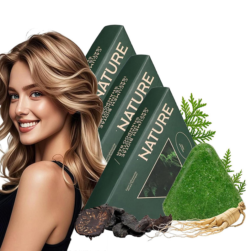Natural Plant Based Triangle Shampoo Bar Anti Dandruff Hair Strengthening Soap