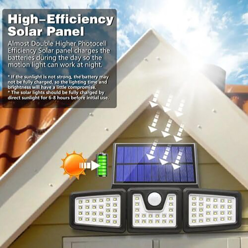 Triple Solar Light – 3-head Adjustable Solar Security Flood Light With Motion Detection