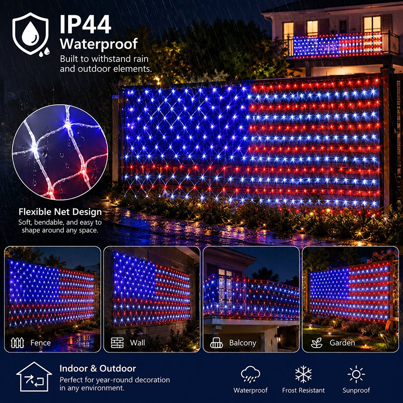 American Flag 420 Led String Lights-large Usa Flag Outdoor Lights