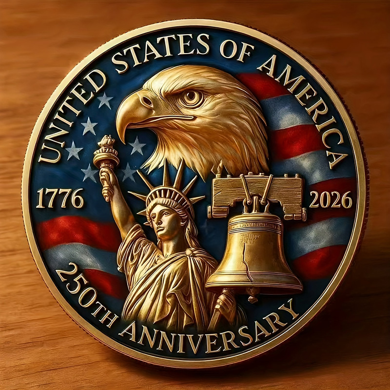 USA 250th Anniversary Commemorative Coin - American Eagle & Patriotic Symbols Collectible