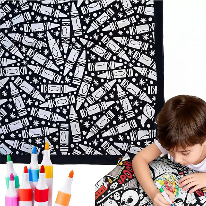 DIY Coloring Blanket Kit With 24 Markers