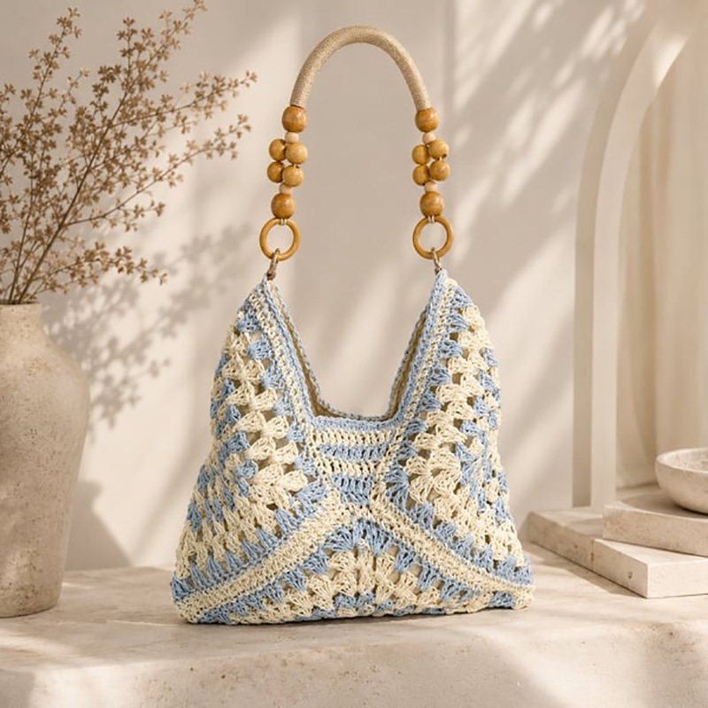 🔥handmade Woven Tote Bag With Inner Pouch