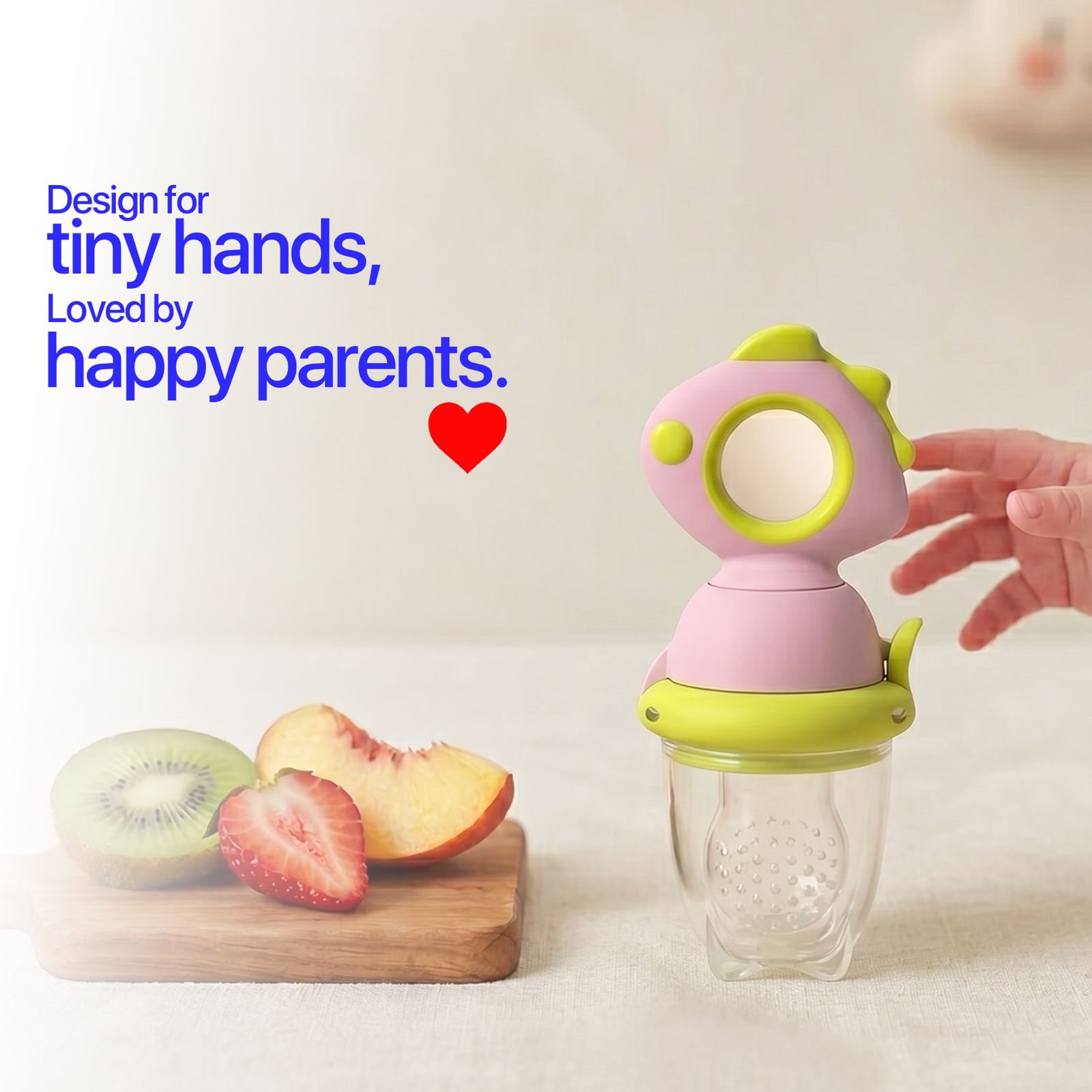 Baby Push-Feed Fruit Feeder & Teether — Dinosaur Set