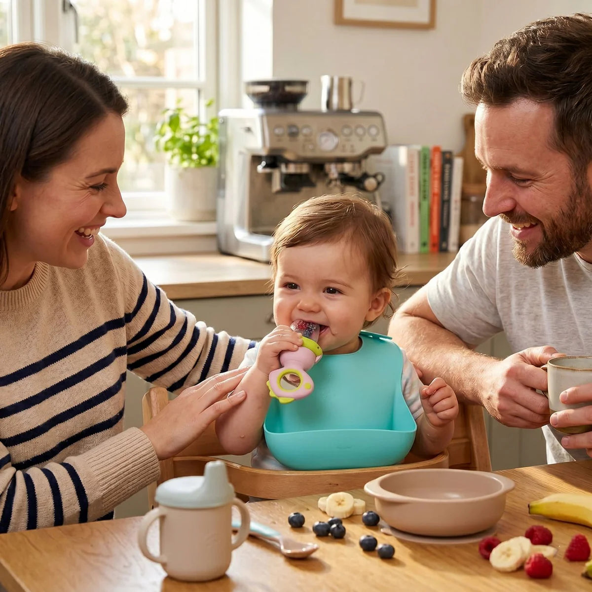 Baby Push-Feed Fruit Feeder & Teether — Dinosaur Set