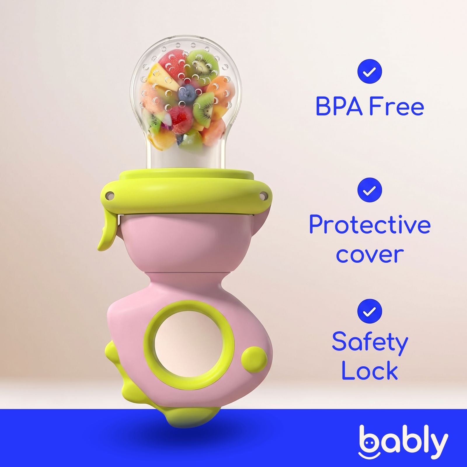 Baby Push-Feed Fruit Feeder & Teether — Dinosaur Set