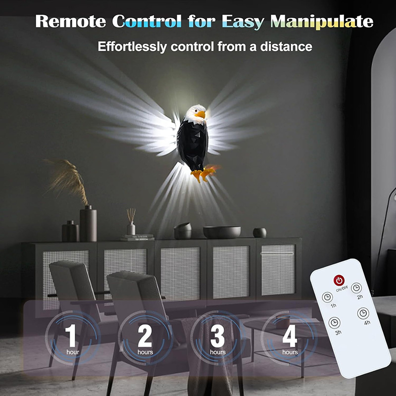 Bald American Eagle Wall Light-remote Control Magnetic Wall Night Lamp