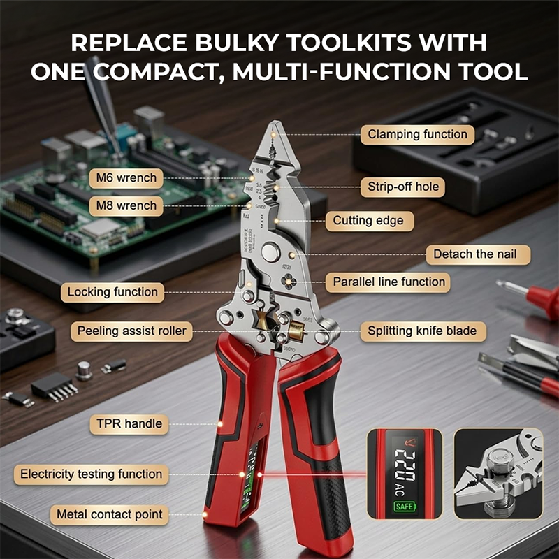 16-in-1 Wire Stripper & Twister Pliers with Voltage Tester
