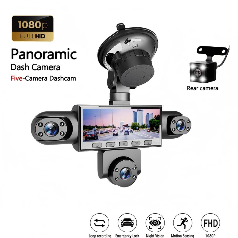 50% OFF! 5‑Lens Panoramic Dash Cam