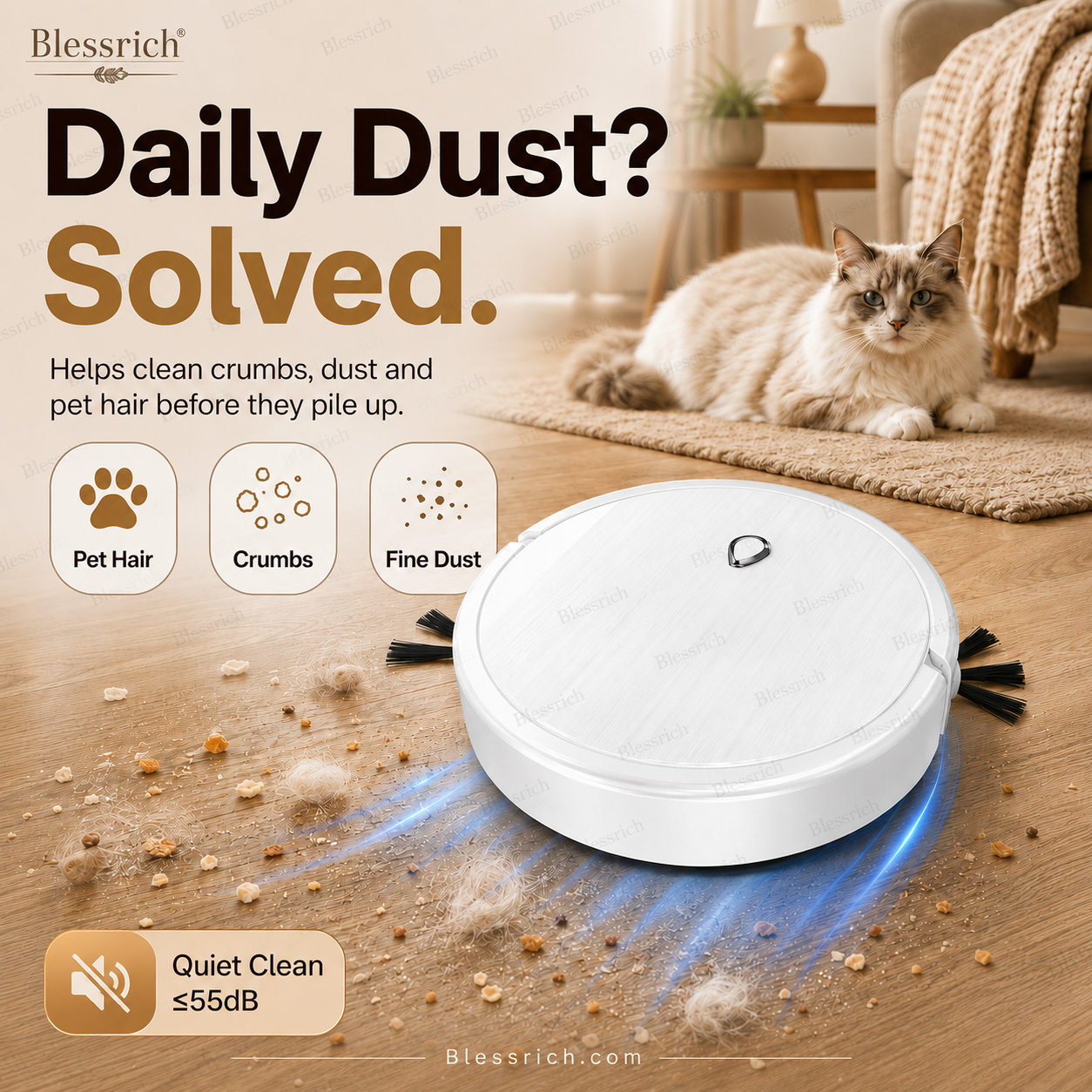 🔥 LAST DAY: 50% OFF 3-in-1 Robot Vacuum Cleaner