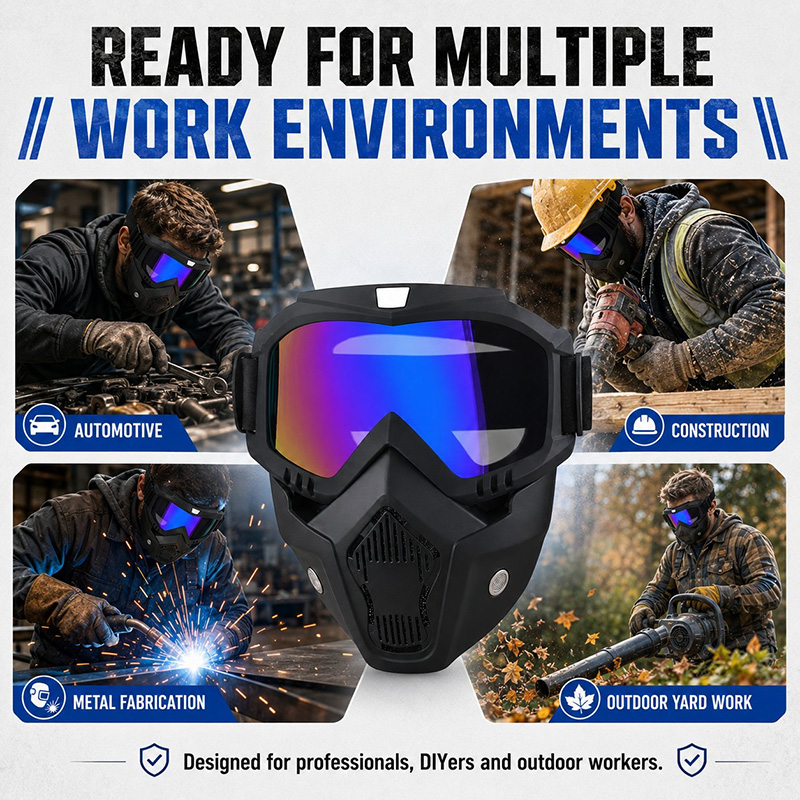 Detachable Full Face Goggle Mask-anti-fog & Dustproof All-in-one Shield