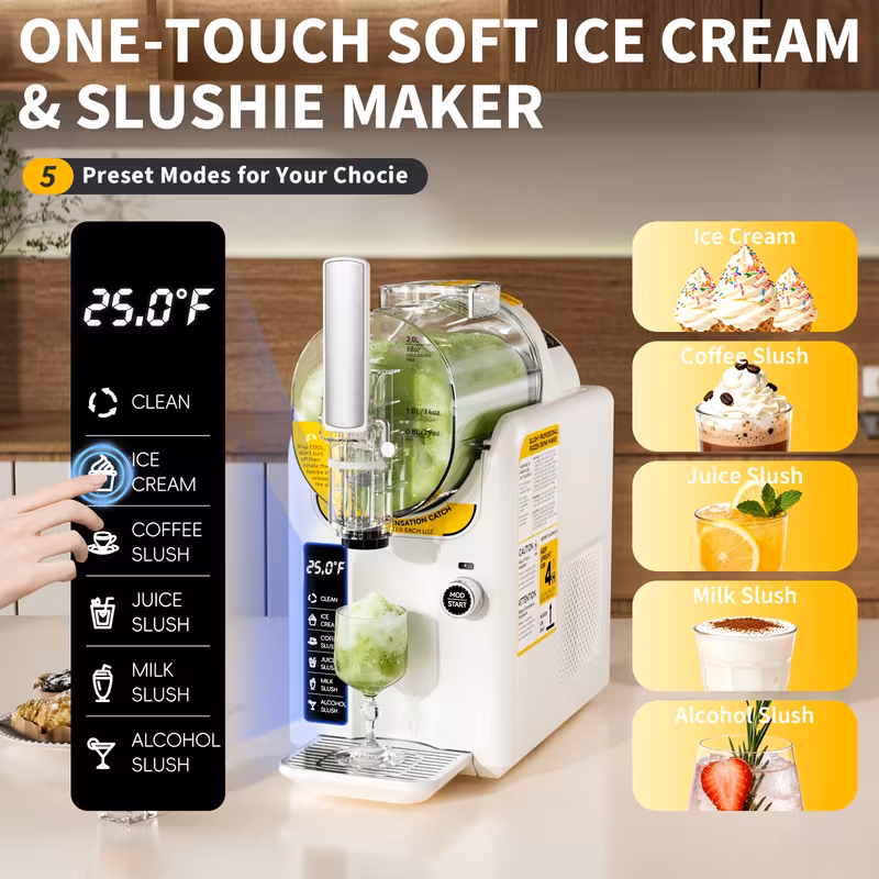 2in 1 ice cream maker slushie machine for home 88oz slushy machine maker needed self cleaning drink machine 5 for margarita frappes Product details 4