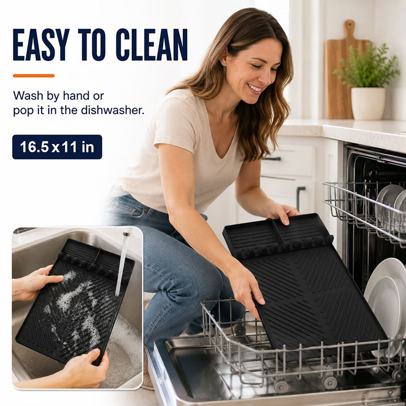 Silicone Grill Side Shelf Mat,Non-slip Heat-resistant