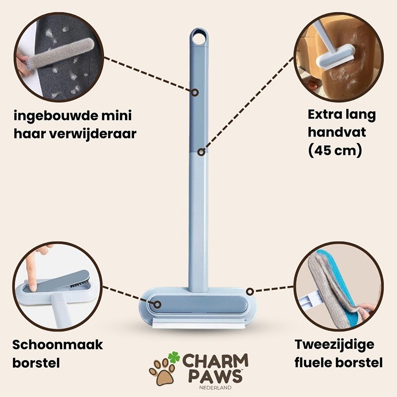 4-in-1 Pet Hair Remover with 17in Handle