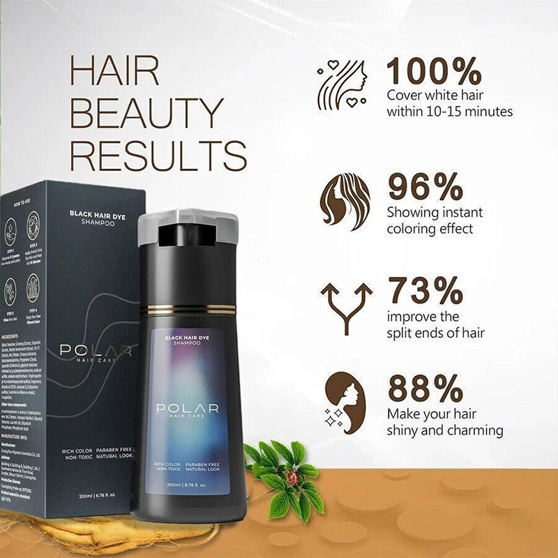 Instant Dye Shampoo | Jet Black Hair Dye Color Shampoo For Gray Coverage