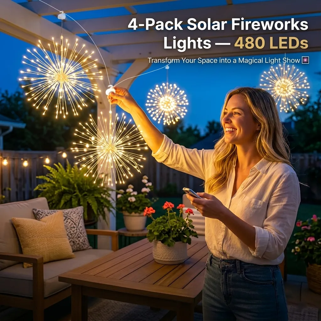 🔥4-Pack Solar Fireworks Lights — 480 LEDs