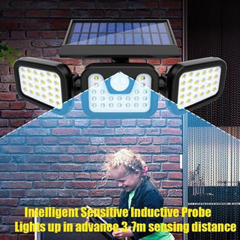Triple Solar Light – 3-head Adjustable Solar Security Flood Light With Motion Detection