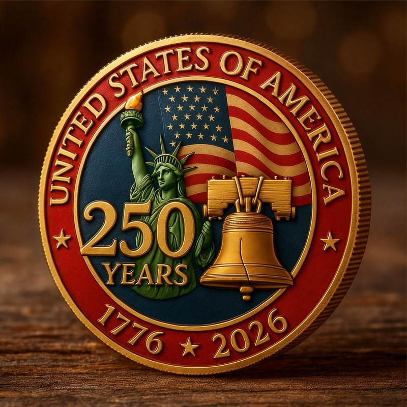 USA 250th Anniversary Commemorative Coin - American Eagle & Patriotic Symbols Collectible