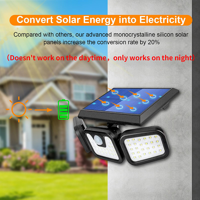 Triple Solar Light – 3-head Adjustable Solar Security Flood Light with Motion Detection