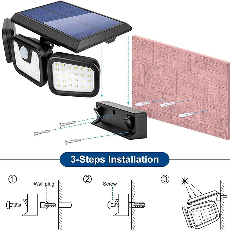 Triple Solar Light – 3-head Adjustable Solar Security Flood Light with Motion Detection