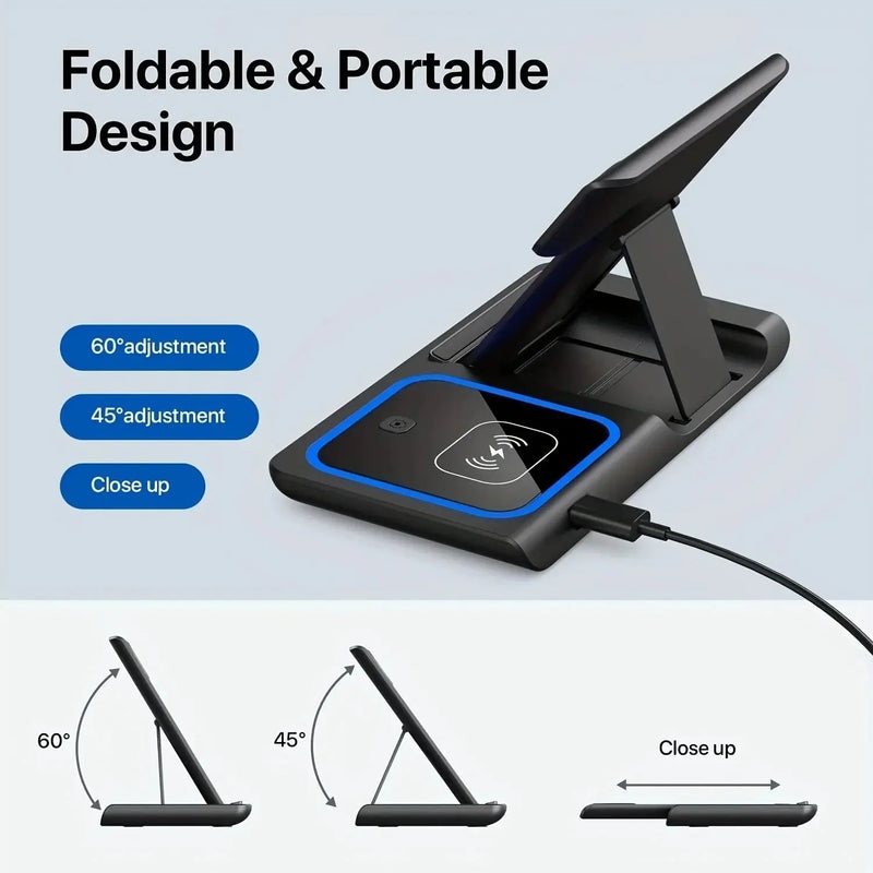 Foldable 3-in-1 Wireless Charging Station | 15W Fast Charging