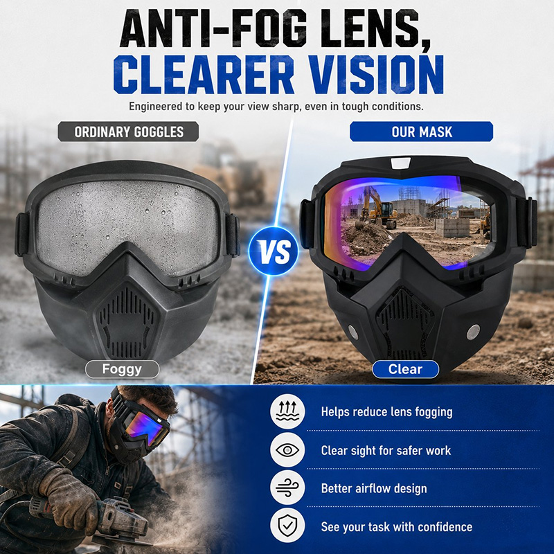 Detachable Full Face Goggle Mask-anti-fog & Dustproof All-in-one Shield